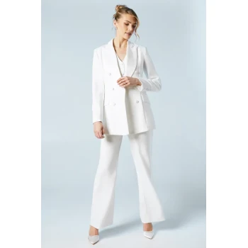 Woman's Blazer Double-breasted Hourglass silhouette Solid Color Formal Blazer