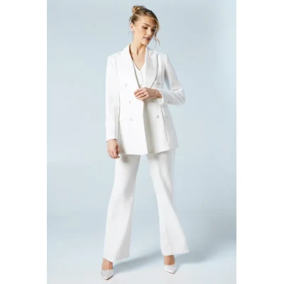 Woman's Blazer Double-breasted Hourglass silhouette Solid Color Formal Blazer