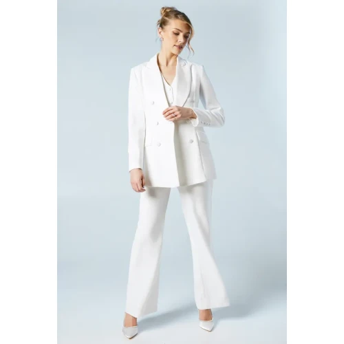 Woman's Blazer Double-breasted Hourglass silhouette Solid Color Formal Blazer
