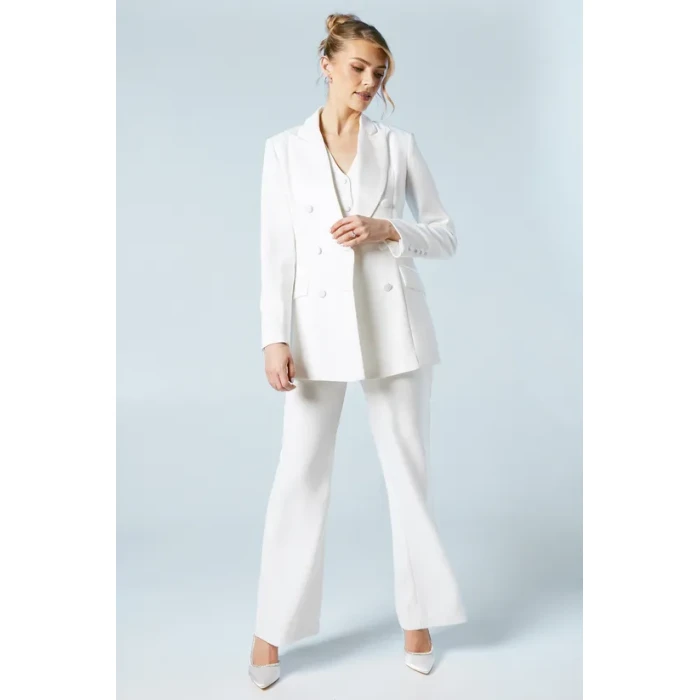 Woman's Blazer Double-breasted Hourglass silhouette Solid Color Formal Blazer