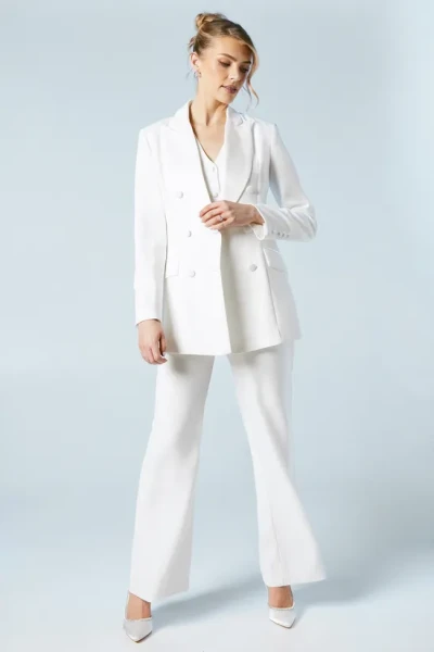 Woman's Blazer Double-breasted Hourglass silhouette Solid Color Formal Blazer