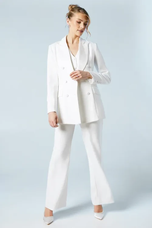 Woman's Blazer Double-breasted Hourglass silhouette Solid Color Formal Blazer