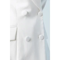 Woman's Blazer Double-breasted Hourglass silhouette Solid Color Formal Blazer