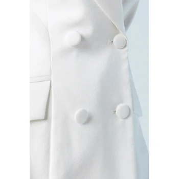 Woman's Blazer Double-breasted Hourglass silhouette Solid Color Formal Blazer