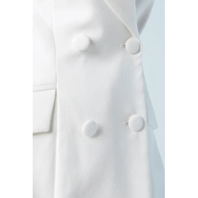 Woman's Blazer Double-breasted Hourglass silhouette Solid Color Formal Blazer