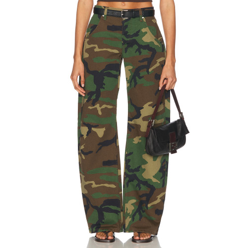 Classical High quality High waist Camo Chic Wide Leg Jeans Comfort Woman's Pants