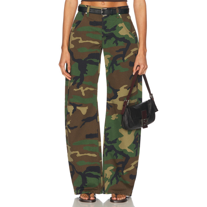 Classical High quality High waist Camo Chic Wide Leg Jeans Comfort Woman's Pants