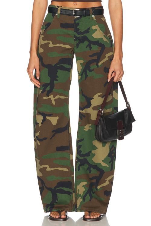 Classical High quality High waist Camo Chic Wide Leg Jeans Comfort Woman's Pants