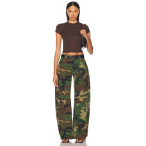 Classical High quality High waist Camo Chic Wide Leg Jeans Comfort Woman's Pants