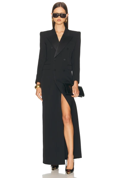 2025 New Design High quality Blazer style Side slit V neck Woman's Long Blazer Dress