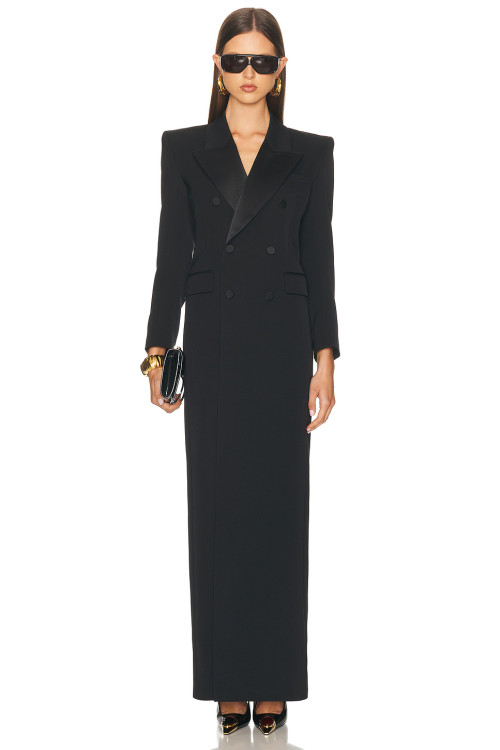 2025 New Design High quality Blazer style Side slit V neck Woman's Long Blazer Dress