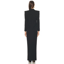 2025 New Design High quality Blazer style Side slit V neck Woman's Long Blazer Dress