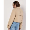 Simple  Double-Breasted Long Sleeve Solid Color Notched Lapels and Cropped Length Coat
