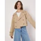 Simple  Double-Breasted Long Sleeve Solid Color Notched Lapels and Cropped Length Coat