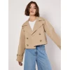 Simple Double-Breasted Long Sleeve Solid Color Notched Lapels and Cropped Length Coat