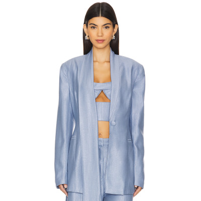 2025 New Design Fashionable V neck Slim High quality Elegant Light Customized Shiny Blazer