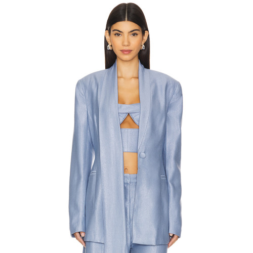 2025 New Design Fashionable V neck Slim High quality Elegant Light Customized Shiny Blazer