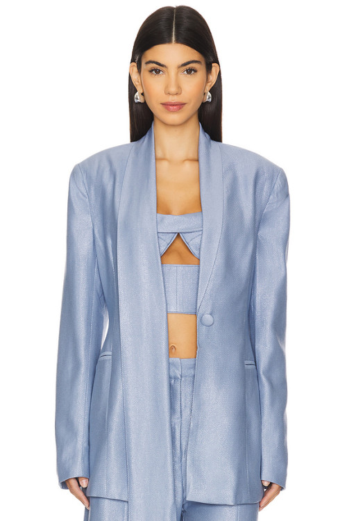2025 New Design Fashionable V neck Slim High quality Elegant Light Customized Shiny Blazer