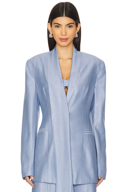 2025 New Design Fashionable V neck Slim High quality Elegant Light Customized Shiny Blazer