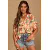 Fashionable Casual Short Sleeve Floral Print Button-Up Lulus Island Style T-shirt