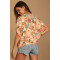 Fashionable Casual Short Sleeve Floral Print Button-Up Lulus Island Style T-shirt