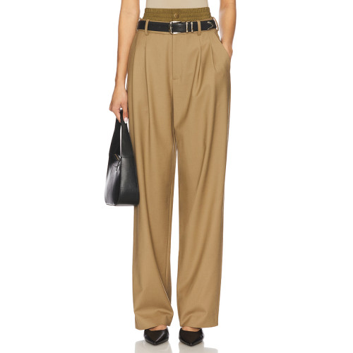 Effortless Elegant Wide Leg Belt Trims Double belts High quality Srtaight leg Woman's Leg