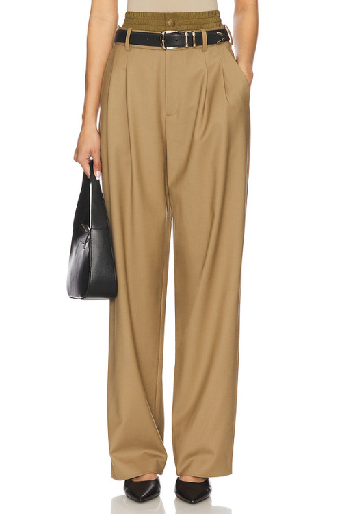 Effortless Elegant Wide Leg Belt Trims Double belts High quality Srtaight leg Woman's Leg