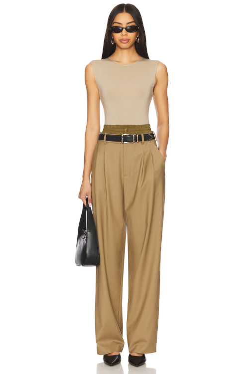 Effortless Elegant Wide Leg Belt Trims Double belts High quality Srtaight leg Woman's Leg