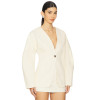 Medium Weight Knit Fabric Beige Tweed Double Breasted Gold Buttoned Cuff Design Blazer