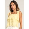 Sample Camisole Square Neckline Open Back Solid Color Tie-Strap Tiered Tank Top