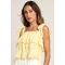 Sample Camisole Square Neckline Open Back Solid Color Tie-Strap Tiered Tank Top
