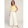 Sample Camisole Square Neckline Open Back Solid Color Tie-Strap Tiered Tank Top