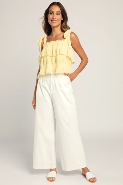 Sample Camisole Square Neckline Open Back Solid Color Tie-Strap Tiered Tank Top
