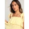 Sample Camisole Square Neckline Open Back Solid Color Tie-Strap Tiered Tank Top