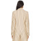 Stylish Professional Notched Lapel Collar Beige Black Striped Slim Fit Single Breasted Blazer