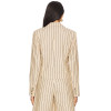 Stylish Professional Notched Lapel Collar Beige Black Striped Slim Fit Single Breasted Blazer