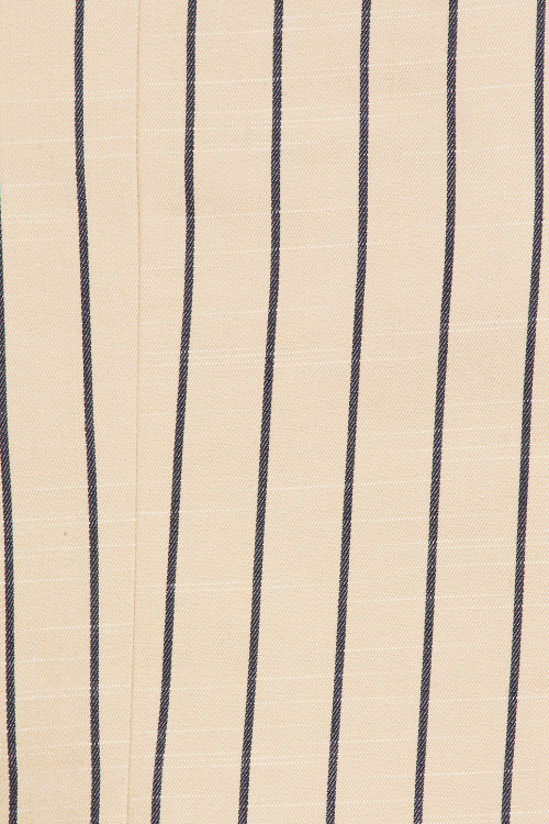 Stylish Professional Notched Lapel Collar Beige Black Striped Slim Fit Single Breasted Blazer