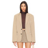 Stylish Versatile Khaki Loose Fit Buttoned Cuffs Padded Shoulders Single Breasted  Blazer