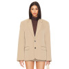 Stylish Versatile Khaki Loose Fit Buttoned Cuffs Padded Shoulders Single Breasted  Blazer