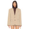 Stylish Versatile Khaki Loose Fit Buttoned Cuffs Padded Shoulders Single Breasted  Blazer