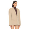 Stylish Versatile Khaki Loose Fit Buttoned Cuffs Padded Shoulders Single Breasted  Blazer