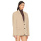Stylish Versatile Khaki Loose Fit Buttoned Cuffs Padded Shoulders Single Breasted  Blazer