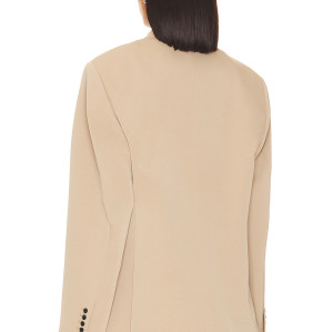 Stylish Versatile Khaki Loose Fit Buttoned Cuffs Padded Shoulders Single Breasted  Blazer