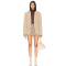Stylish Versatile Khaki Loose Fit Buttoned Cuffs Padded Shoulders Single Breasted  Blazer