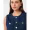 Jacket Combines a Vintage Silhouette Round Neckline Button Closure at Chest Sleeveless Short Tops