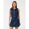 Jacket Combines a Vintage Silhouette Round Neckline Button Closure at Chest Sleeveless Short Tops