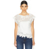 Fashionable Exquisite White Short Sleeved Lace Splicing Romantic Ruffled Edges Top