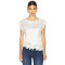 Fashionable Exquisite White Short Sleeved Lace Splicing Romantic Ruffled Edges Top
