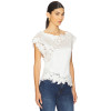 Fashionable Exquisite White Short Sleeved Lace Splicing Romantic Ruffled Edges Top