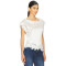 Fashionable Exquisite White Short Sleeved Lace Splicing Romantic Ruffled Edges Top